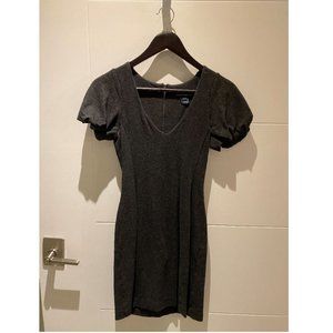 French Connection  Bodycon Grey Dress Puff Sleeves